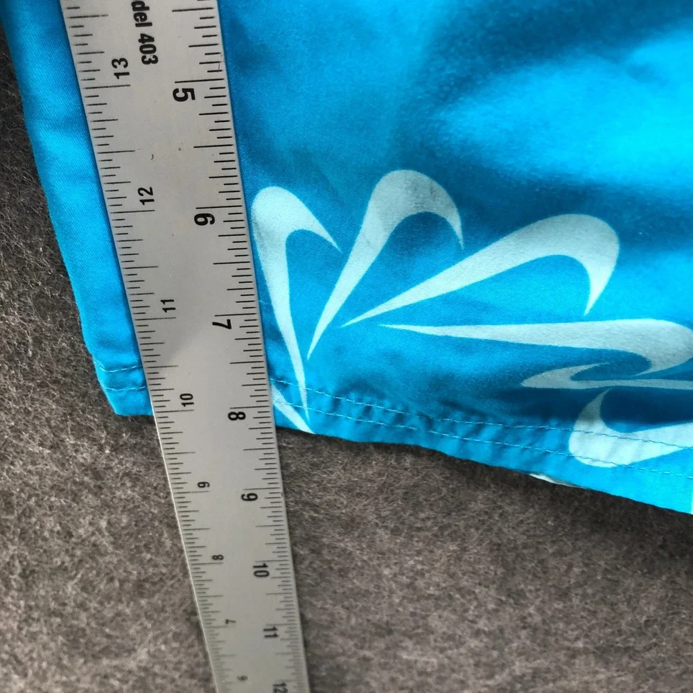 Nike Boys XL (18-20)‎ Swim Trunks Blue Swoosh Logo Print Mesh Lined 8'' Youth
